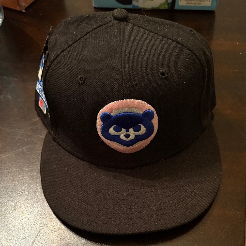 New Era Black Cap with Blue and Pink Logo
